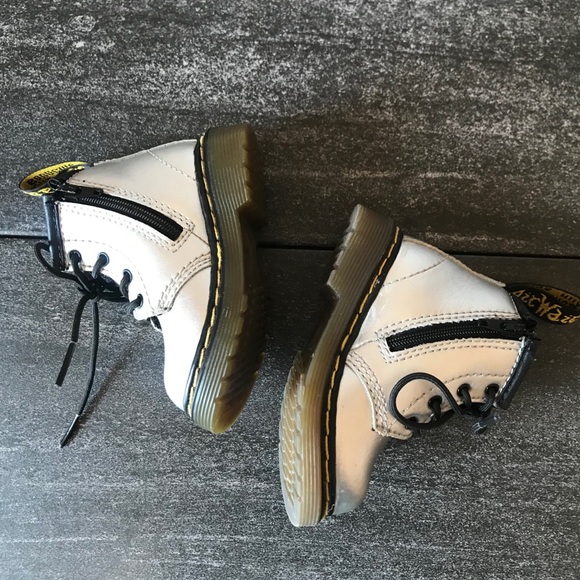 Dr. Martens Baby Lace Up Grey Silver Boots - Picture 5 of 7